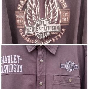 Harley Davidson Embroidered Graphics Snap Long Sleeve Shirt Jacket Men Size 2XL